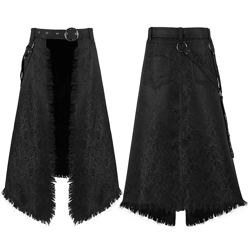 Skirts - Men Gothic Jacquard Asymmetry Kilt Skirt