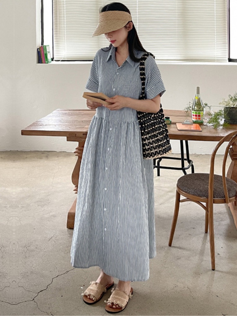 Retro Korean Style Slim Fit St - Korean Style A Line Shirt Dress review and price