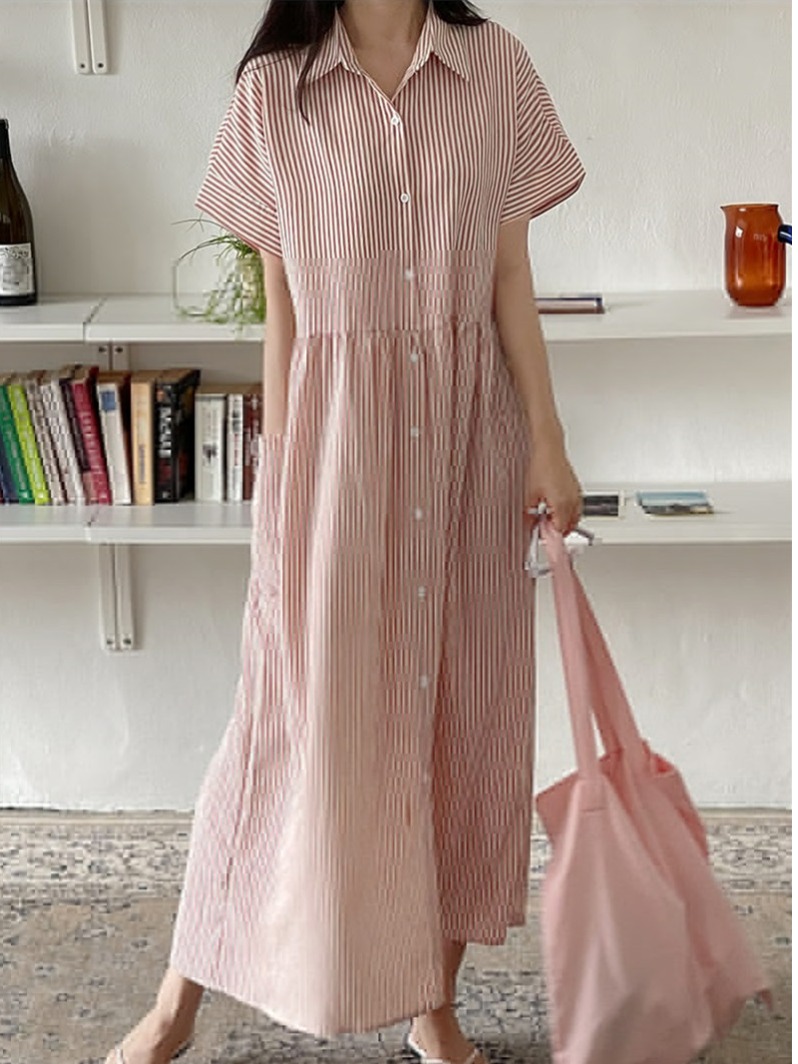 Retro Korean Style Slim Fit St - Korean Style A Line Shirt Dress review and price