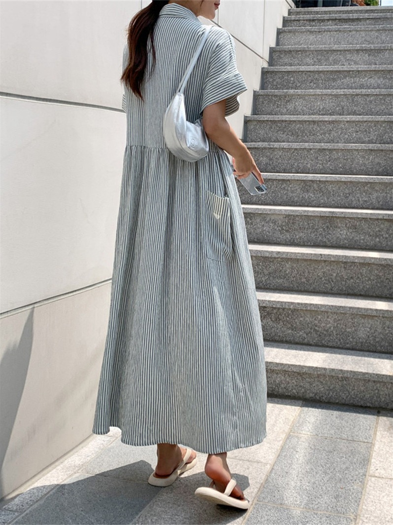 Retro Korean Style Slim Fit St - Korean Style A Line Shirt Dress review and price