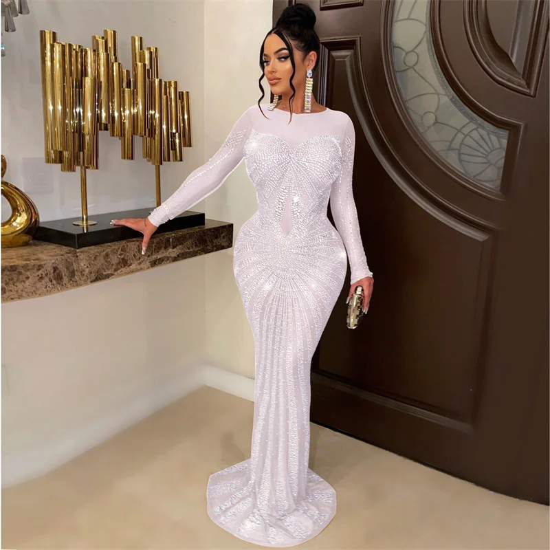 Sexy Sparkly Crystal Rhineston - Sexy Mesh Sheer Bodycon Dress review and price