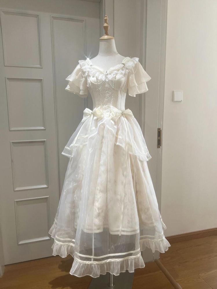 Forest Style Sweet Vintage Bow - French Vintage Floral Midi Dress review and price