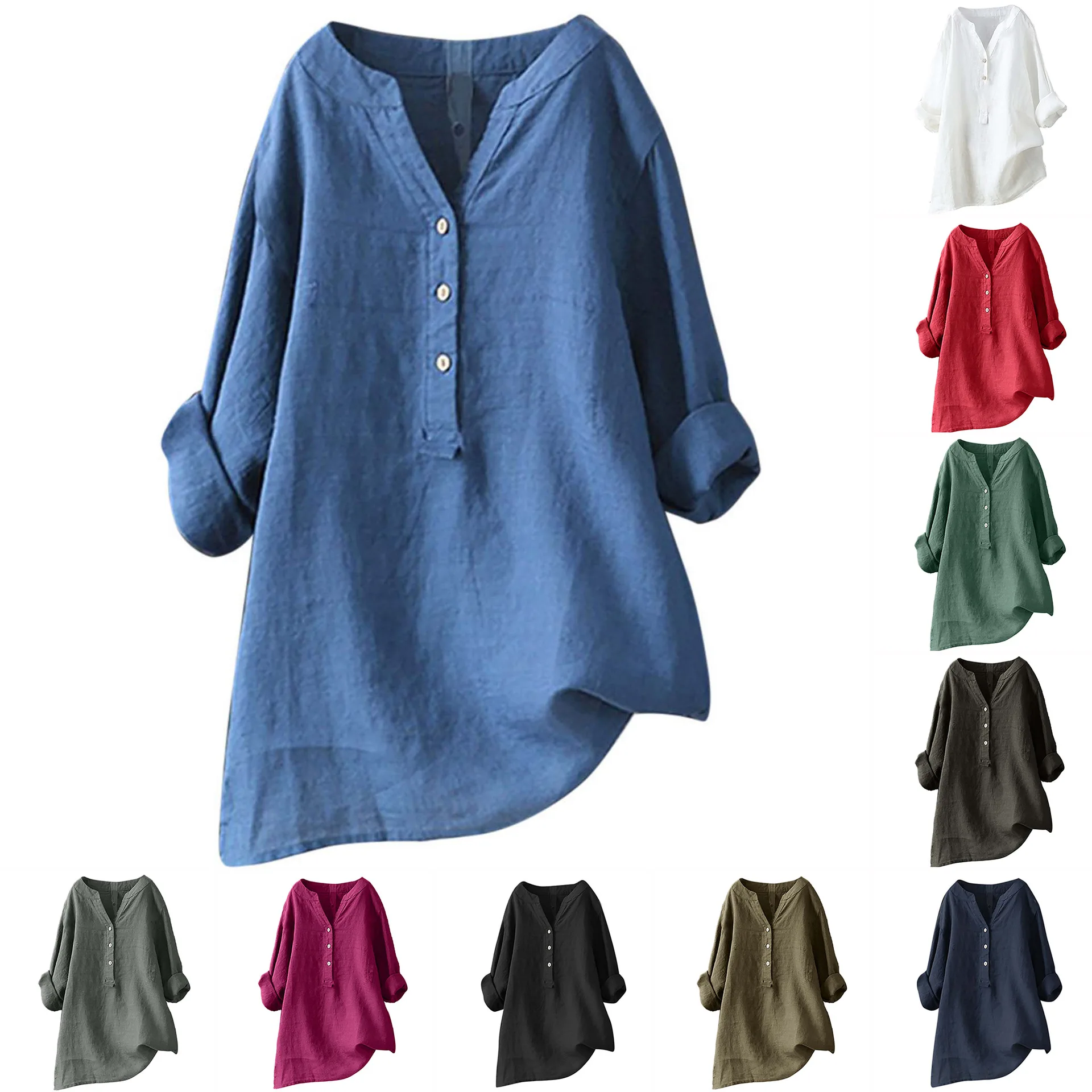 Unisex Women Men Cotton Linen  - Casual Loose Linen Shirt Dress review and price