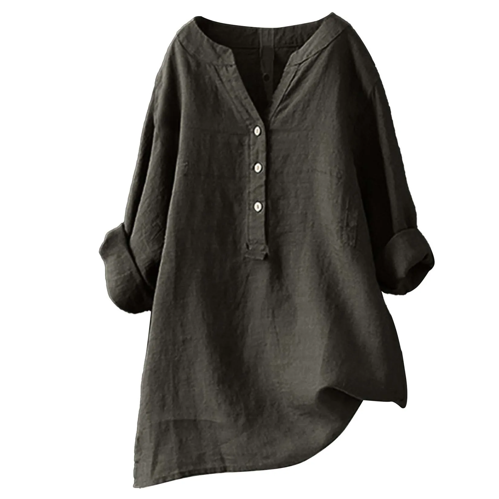 Unisex Women Men Cotton Linen  - Casual Loose Linen Shirt Dress review and price