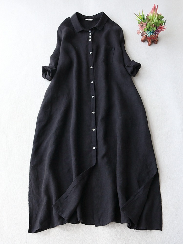 Artistic Linen Dress Women Spr - Casual Loose Linen Shirt Dress review and price