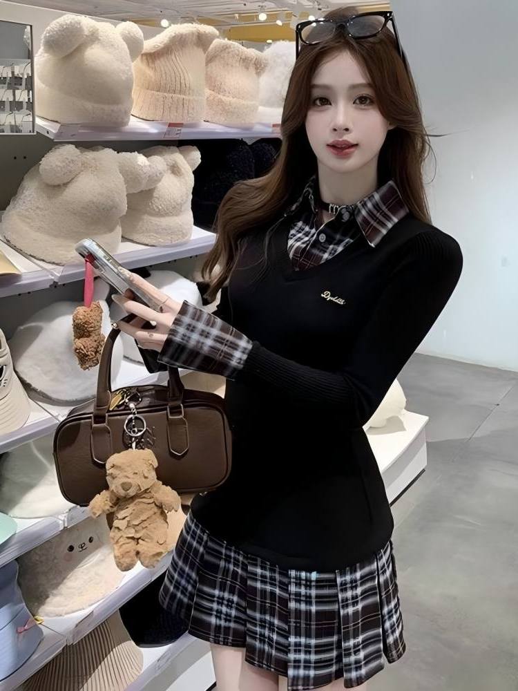 Korean Style Slim Fit  Collar  - Korean Style A Line Shirt Dress review and price