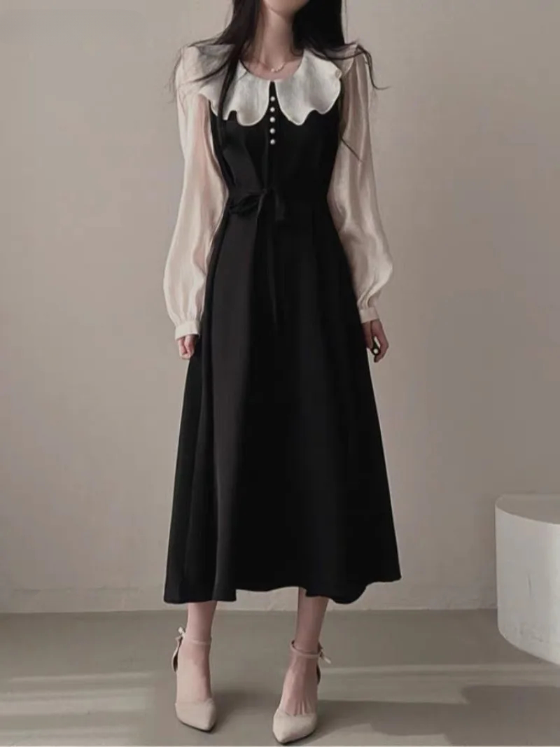 Long Sleeve Dresses Women Fren - French Vintage Floral Midi Dress review and price