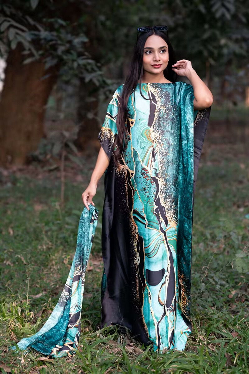 Causal Three Printed Silky Kaf - Boho Summer Beach Maxi Dress review and price