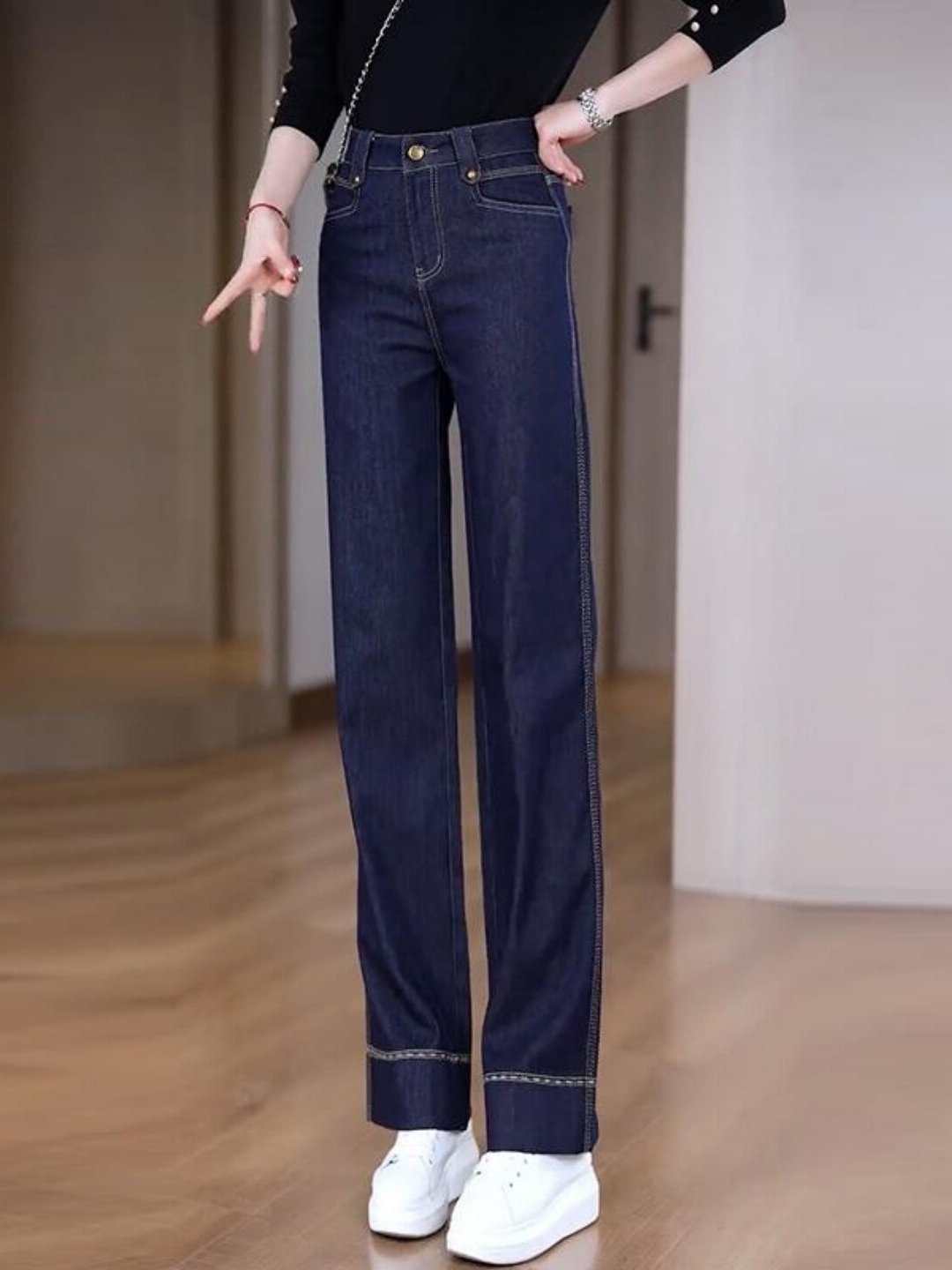 High Waist Wide Leg Denim Blue - Jeans review and price